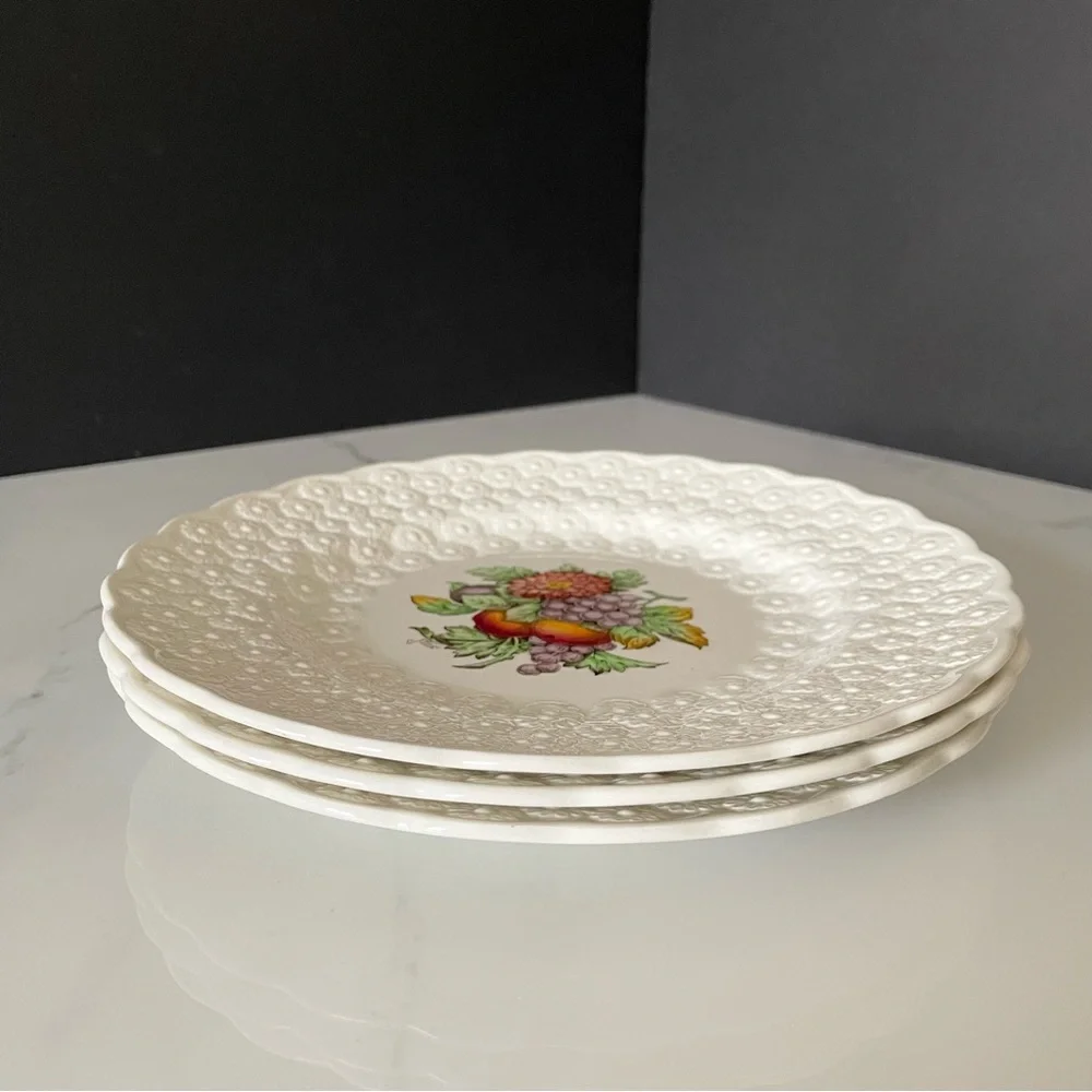 SET of 3 Fruit & Flower Plates - Copeland Spode